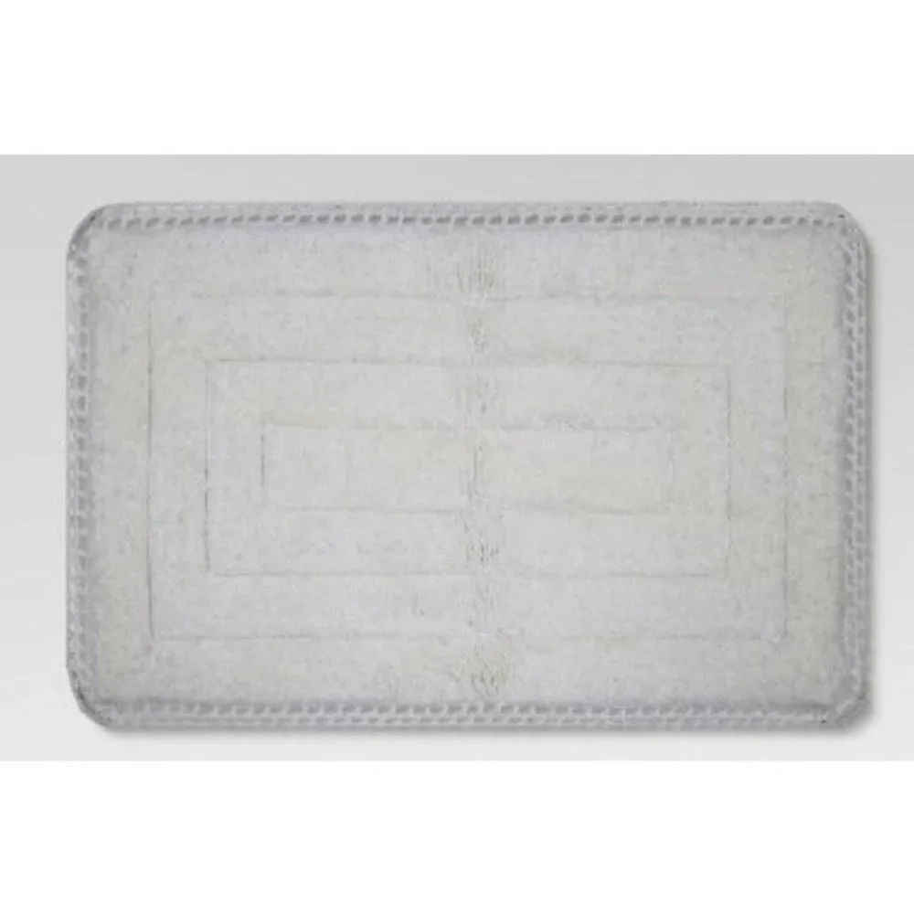 Crochet Trim Tufted Bath Rug White - Threshold